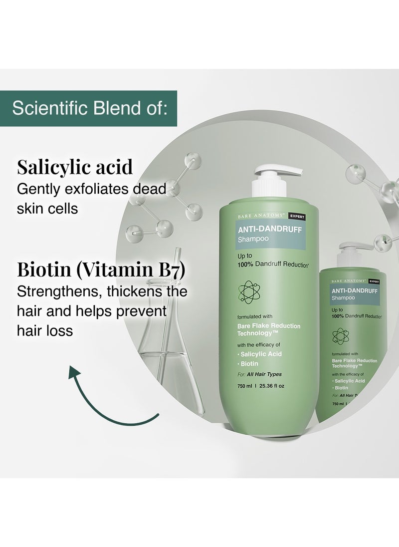 Bare Anatomy Expert Anti-Dandruff Shampoo | Up to 100% Dandruff Reduction | Targets Oily Scalp and Sheds Dry Flakes | 750 ML