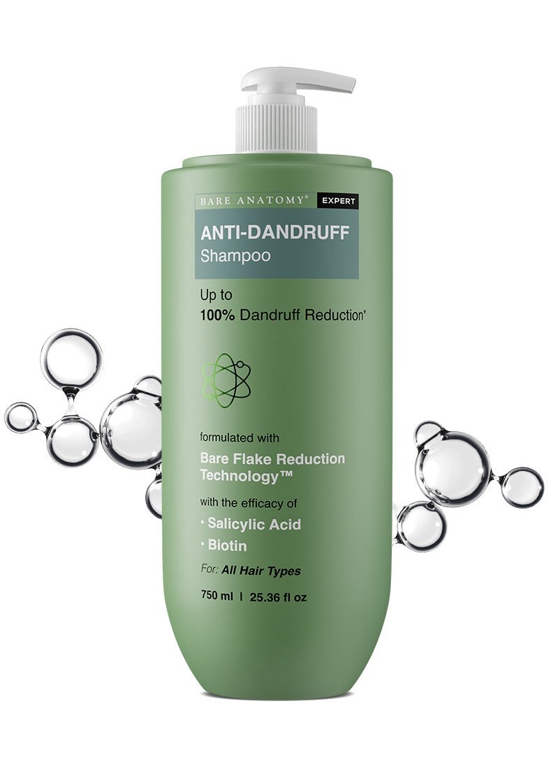 Bare Anatomy Expert Anti-Dandruff Shampoo | Up to 100% Dandruff Reduction | Targets Oily Scalp and Sheds Dry Flakes | 750 ML