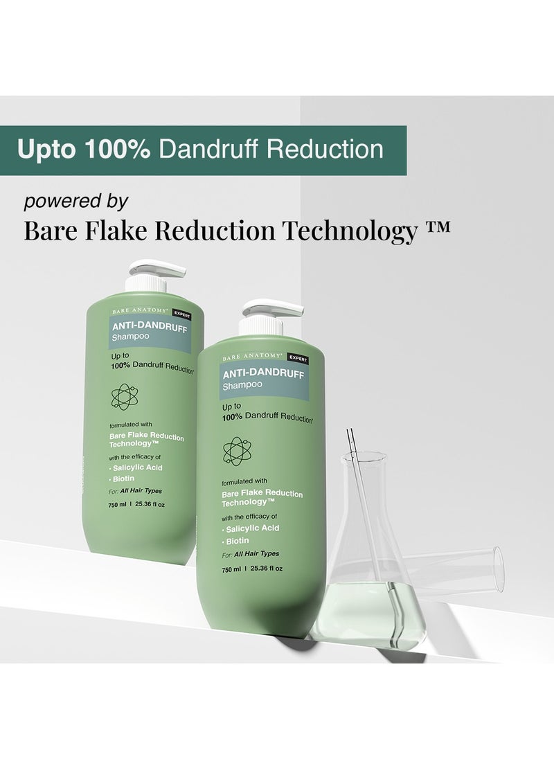 Bare Anatomy Expert Anti-Dandruff Shampoo | Up to 100% Dandruff Reduction | Targets Oily Scalp and Sheds Dry Flakes | 750 ML