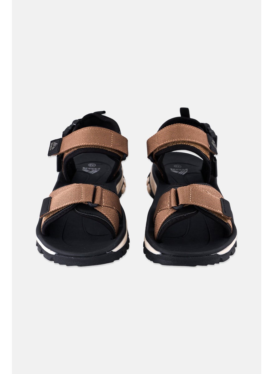 Men Velcro Closure Outdoor Sandals, Brown