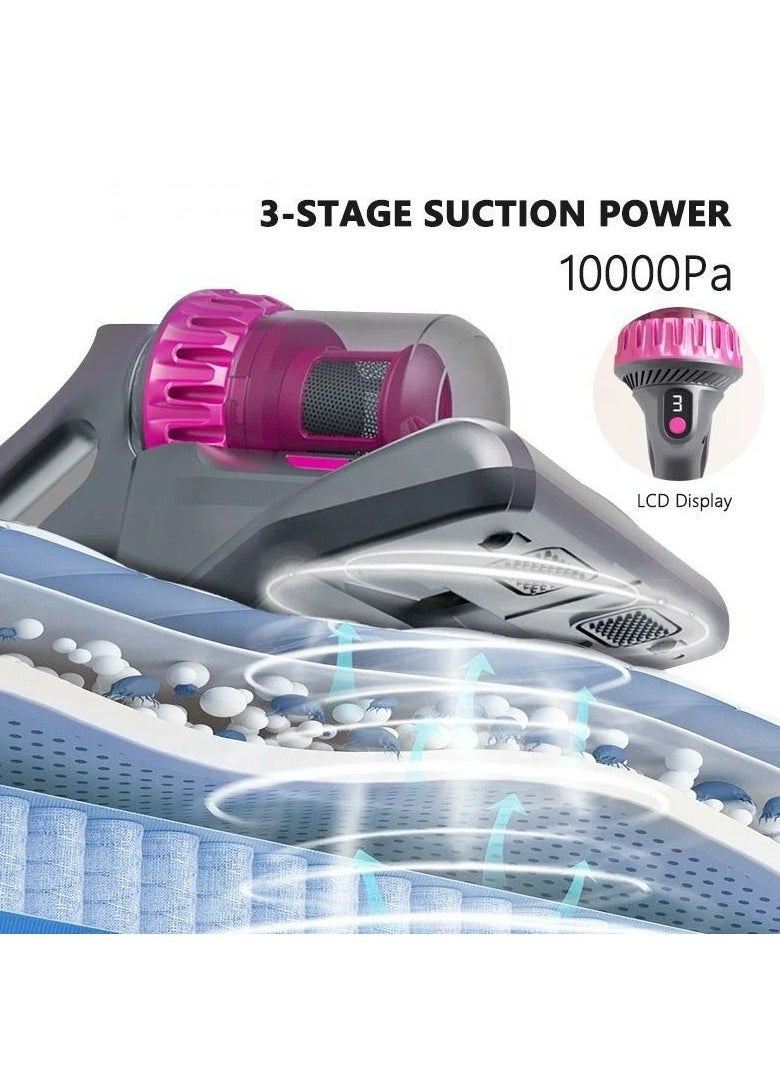 Cordless Vacuum Cleaner 5 in 1 UV Mite Removal 10000pa Strong Suction Power Stick Handheld Vacuum Cleaner Ultra Quiet Lightweight Vacuum Cleaner with HEPA Filter For Home Car Pet Mattress Carpet Cleaning