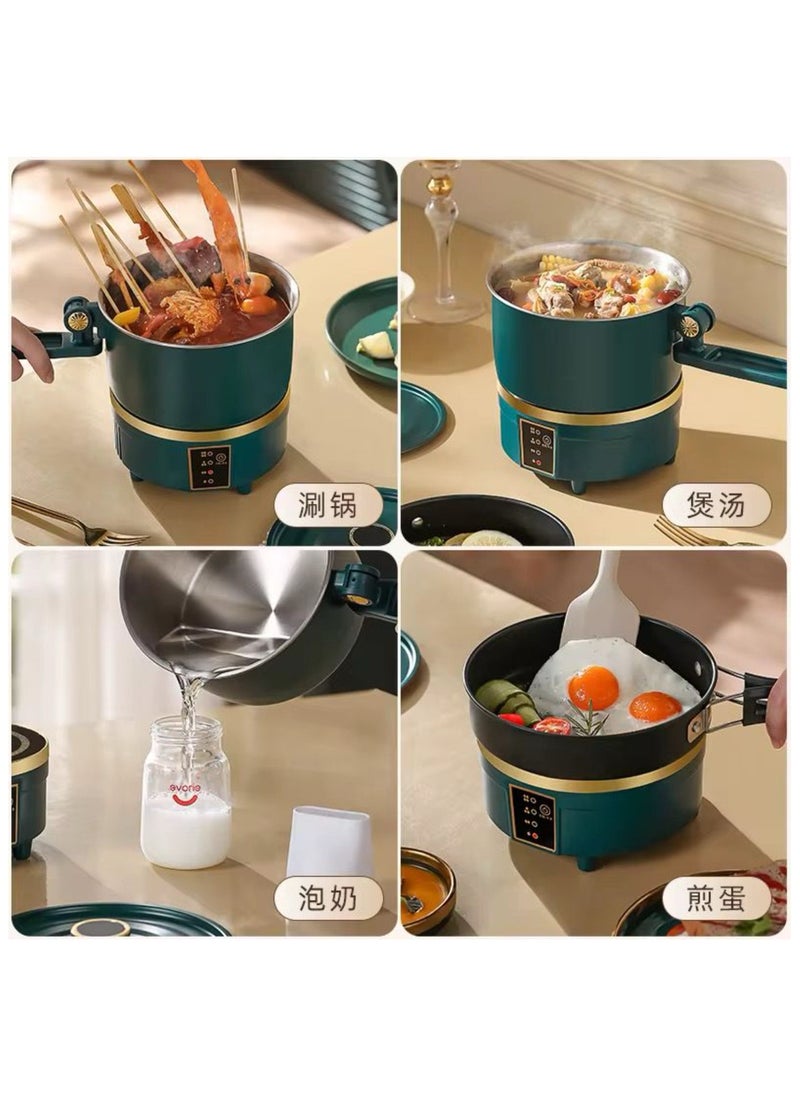 Electric Hot Pot Cooker, 750W Multicooker with Split Cooking Pot, Foldable Design, Multicolor