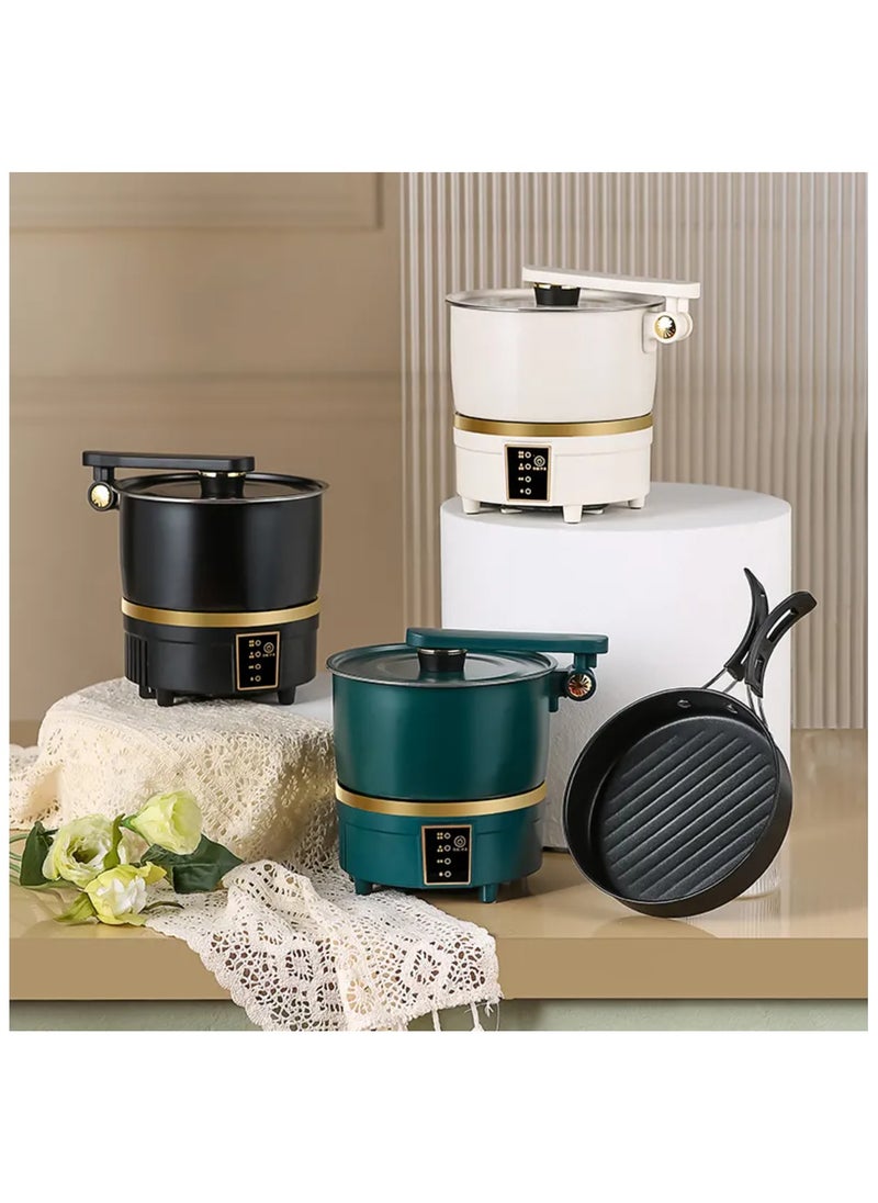 Electric Hot Pot Cooker, 750W Multicooker with Split Cooking Pot, Foldable Design, Multicolor