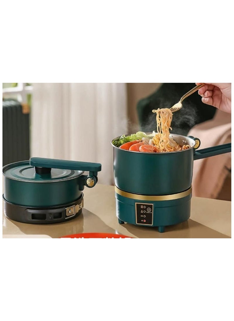 Electric Hot Pot Cooker, 750W Multicooker with Split Cooking Pot, Foldable Design, Multicolor