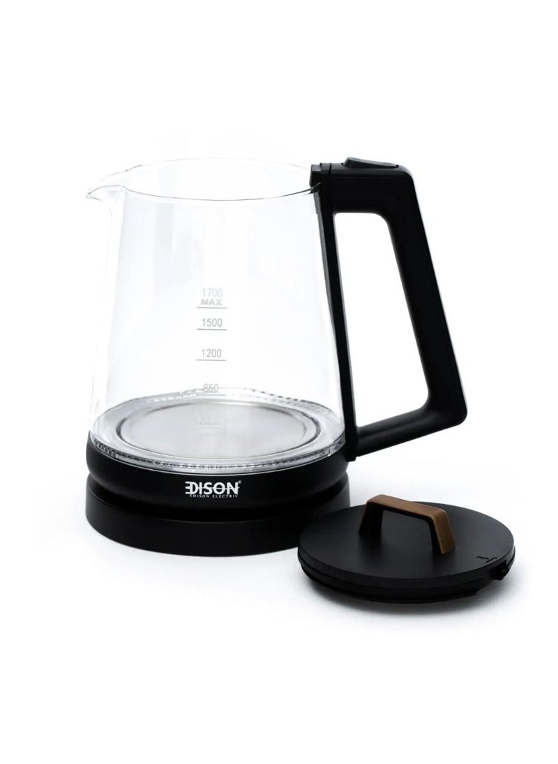 Edison Kettle 1.7 Liter Black/Glass