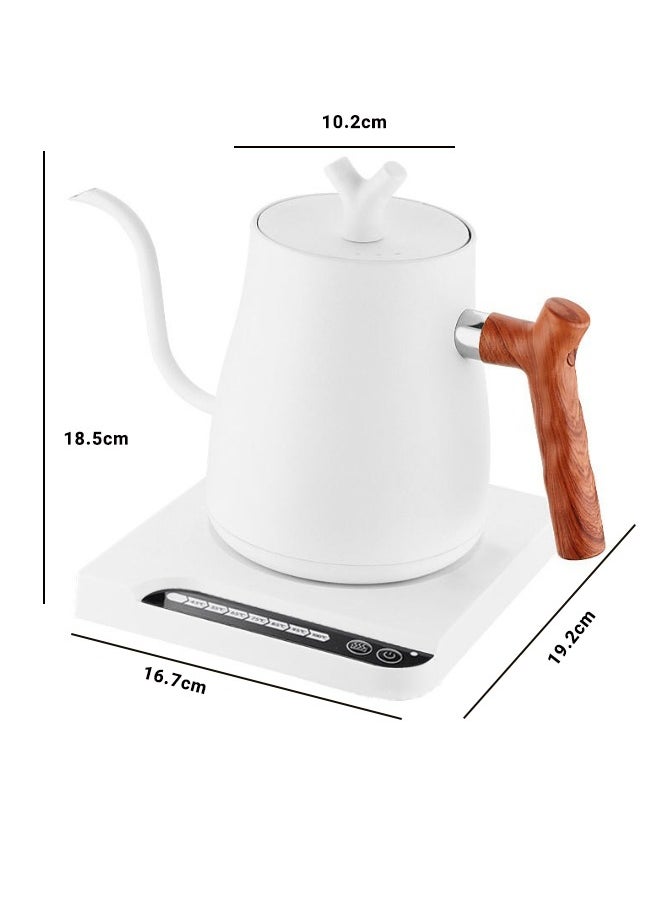 Smart Electric Gooseneck Kettle 1L 1000W Kettle - with Temperature Indicator and Constant Temperature, 304 Stainless Steel Fast Heating Electric Kettle for Brewing Coffee and Tea, White