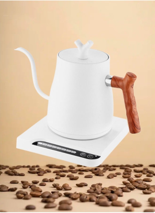 Smart Electric Gooseneck Kettle 1L 1000W Kettle - with Temperature Indicator and Constant Temperature, 304 Stainless Steel Fast Heating Electric Kettle for Brewing Coffee and Tea, White