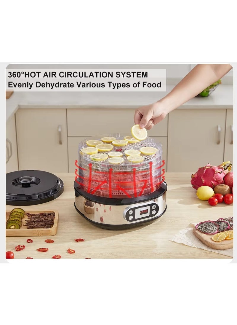 6-Tray Food Dehydrator Machine – Adjustable Temperature Control (95°F–165°F) & 24-Hour Timer – for Drying Fruits, Vegetables, Jerky (Beef/Turkey/Fish), Herbs & DIY Snacks – BPA-Free, Energy-Efficient
