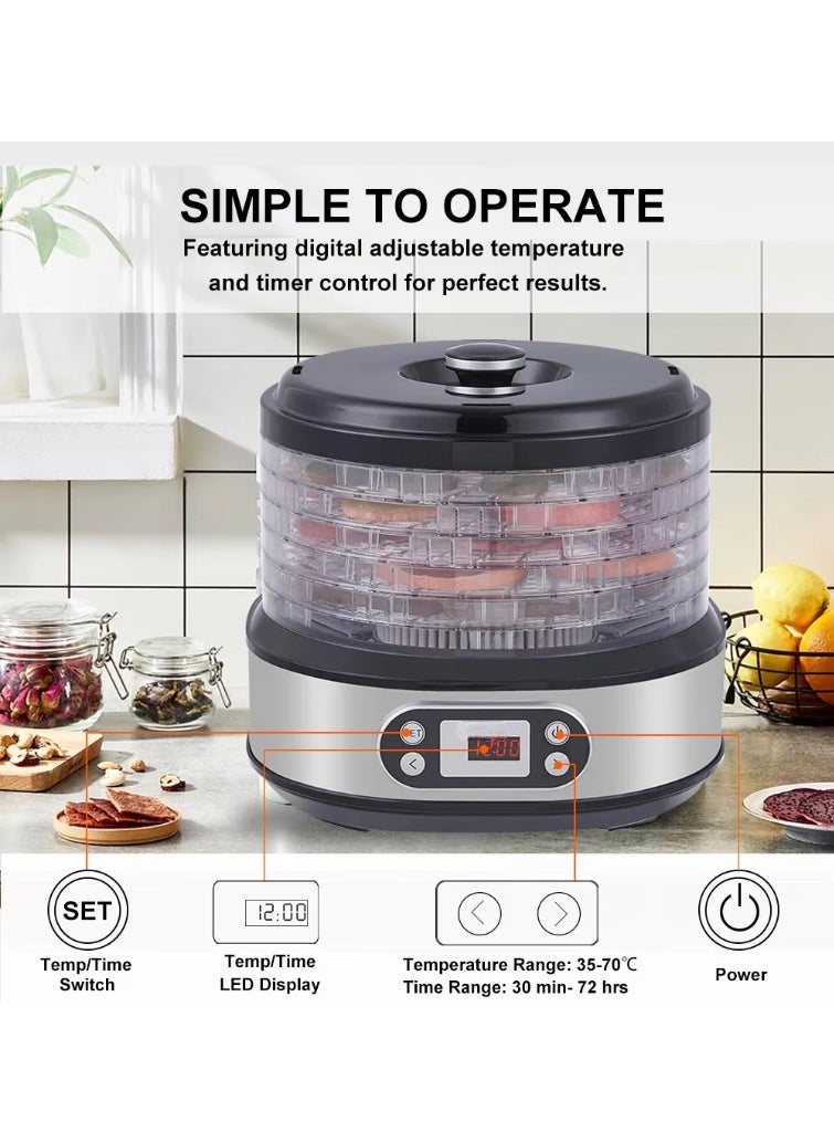 6-Tray Food Dehydrator Machine – Adjustable Temperature Control (95°F–165°F) & 24-Hour Timer – for Drying Fruits, Vegetables, Jerky (Beef/Turkey/Fish), Herbs & DIY Snacks – BPA-Free, Energy-Efficient