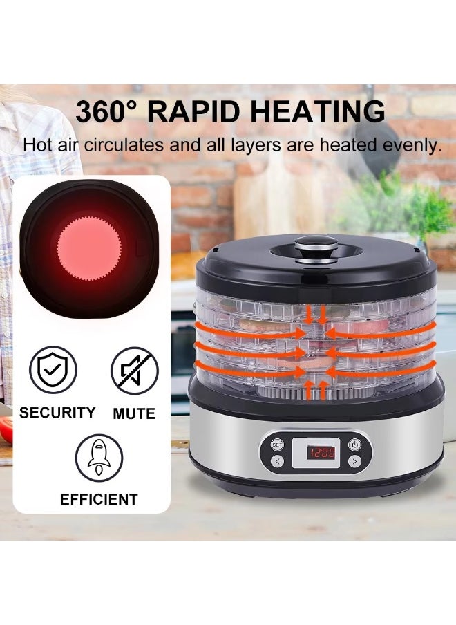 6-Tray Food Dehydrator Machine – Adjustable Temperature Control (95°F–165°F) & 24-Hour Timer – for Drying Fruits, Vegetables, Jerky (Beef/Turkey/Fish), Herbs & DIY Snacks – BPA-Free, Energy-Efficient