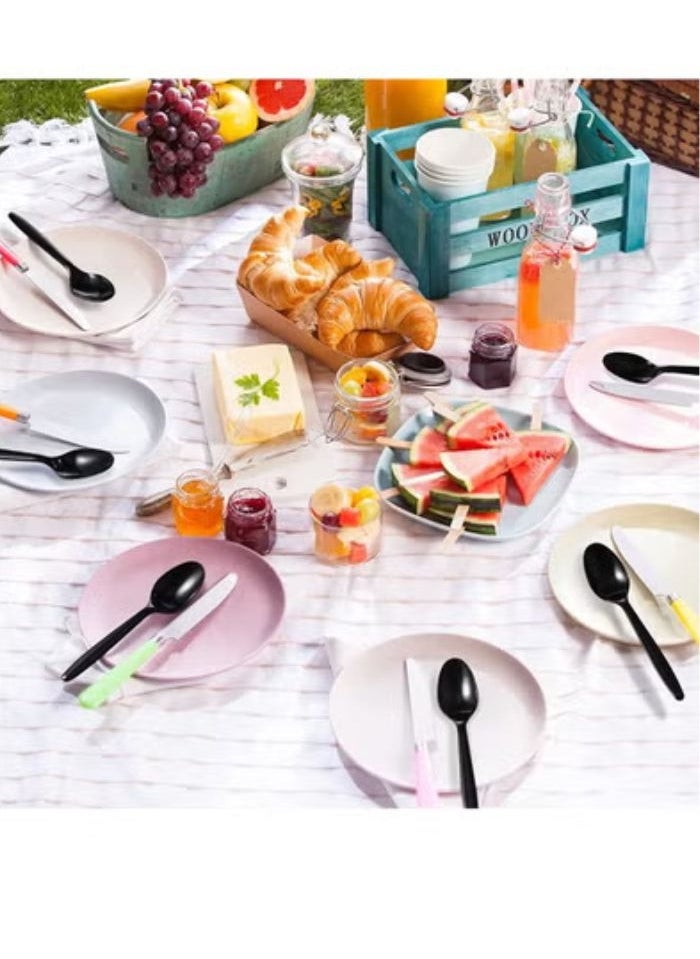 500Pc Heavy Duty Disposable Plastic Table Spoon Black