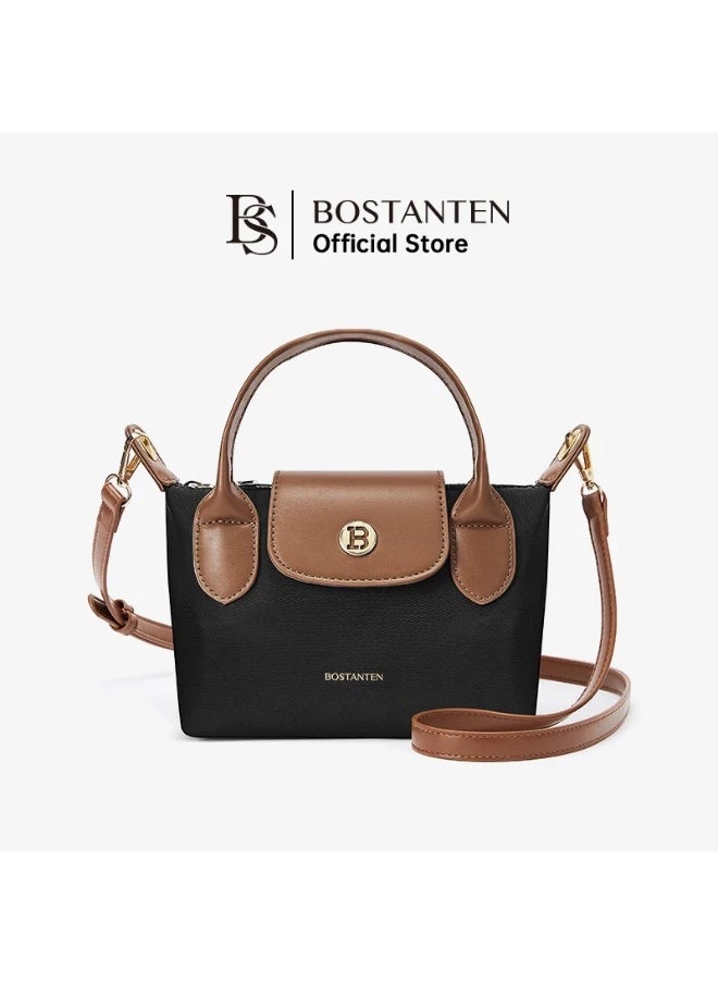 BOSTANTEN Charli Bag – Korean Style Fashion Women's Shoulder Bag (Black with Brown)
