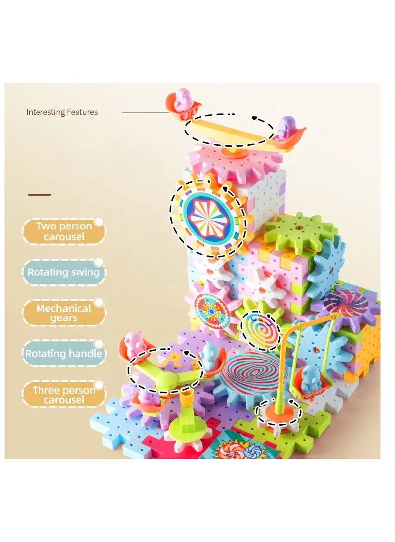 Children's Assembled Electric Gear Building Blocks,Electric Gear Building Blocks,Electric Gears Blocks Toy,Gear Blocks Educational Toys,Child Educational Gear Construction Toy Age 3+ (83PCS)