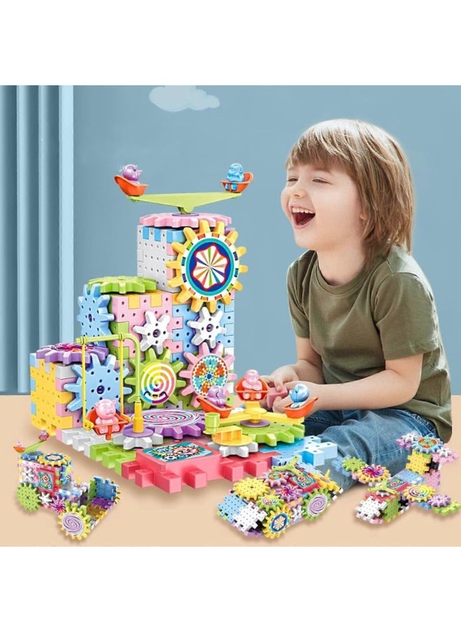 Children's Assembled Electric Gear Building Blocks,Electric Gear Building Blocks,Electric Gears Blocks Toy,Gear Blocks Educational Toys,Child Educational Gear Construction Toy Age 3+ (83PCS)