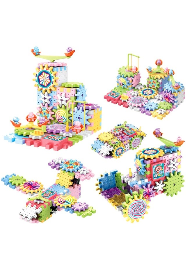 Children's Assembled Electric Gear Building Blocks,Electric Gear Building Blocks,Electric Gears Blocks Toy,Gear Blocks Educational Toys,Child Educational Gear Construction Toy Age 3+ (83PCS)