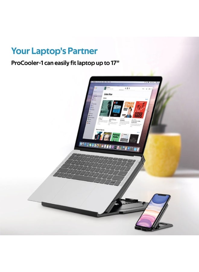 Promate ProCooler-1 Foldable Laptop and Smartphone Riser Stand