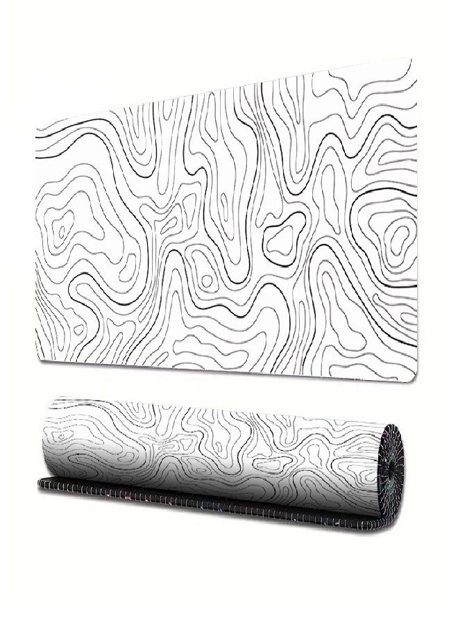 Extended Big Mouse Pad Large,90cm X 40cm X 0.3cm ,XL Gaming Mouse Pad Desk Pad,Computer Keyboard Mouse Mat Mousepad ,White Topographic