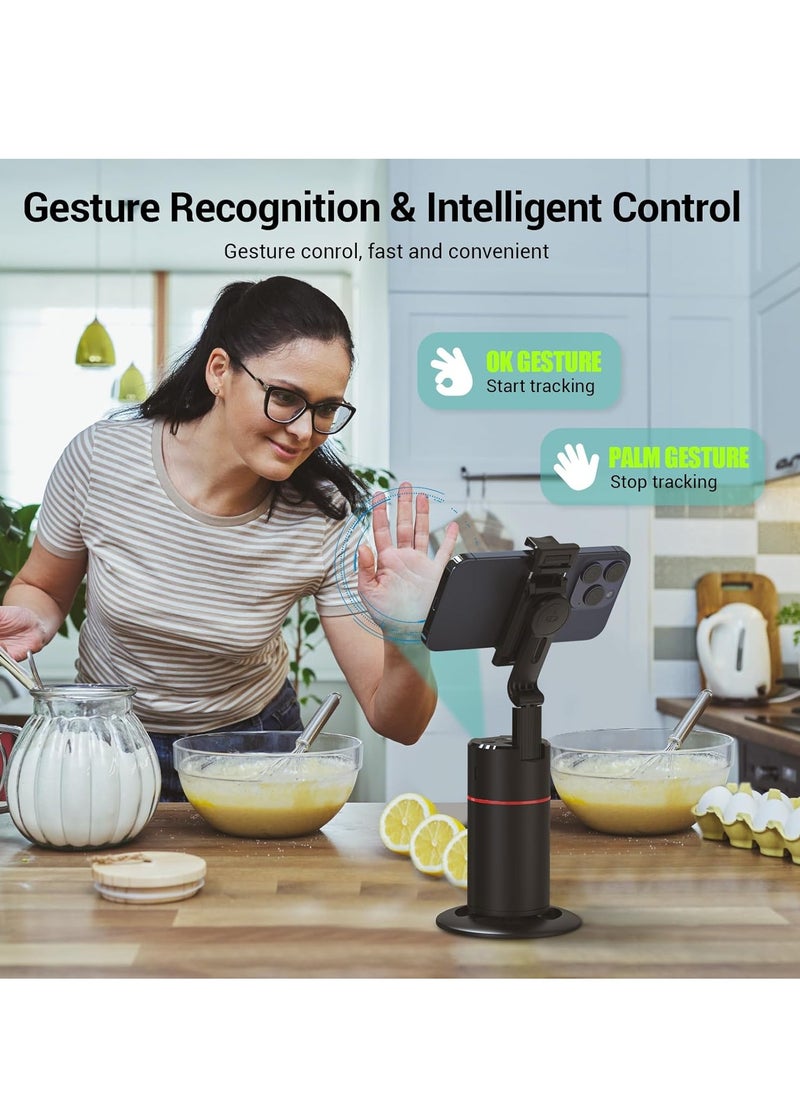 Auto Face Tracking Tripod 360° Rotating Auto Tracking Phone Holder | Gesture Control & Remote | No App Needed | Smart Camera Stand for Vlog, TikTok, Live Streaming, YouTube Video Recording | Universal Phone Compatibility, Adjustable Height