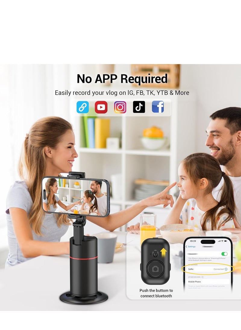Auto Face Tracking Tripod 360° Rotating Auto Tracking Phone Holder | Gesture Control & Remote | No App Needed | Smart Camera Stand for Vlog, TikTok, Live Streaming, YouTube Video Recording | Universal Phone Compatibility, Adjustable Height