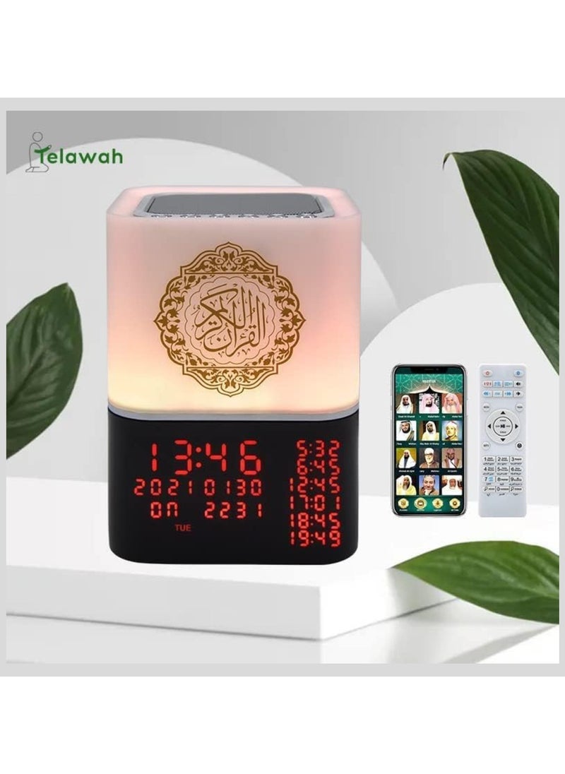 SQ-229 Touch Quran Speaker, Speaker with Remote Control and APP Control, Multicolor Changing Azan Bluetooth Speaker, Night Light MP3 Music Player With 16 Reciters And 15 Translations 8GB Space Digital Azan Table Alarm Clock