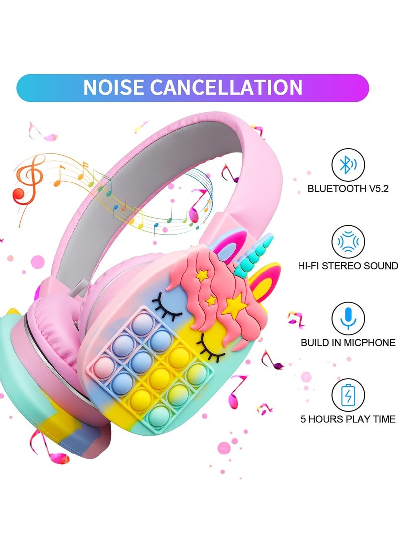 Wireless Bluetooth Headphones,  Fidget Bubbles Cute Wireless Gaming Headset, Comfortable Lightweight Stereo Headphones, Adjustable High Bass Sound Earphones With Build In Microphone, (1pc)