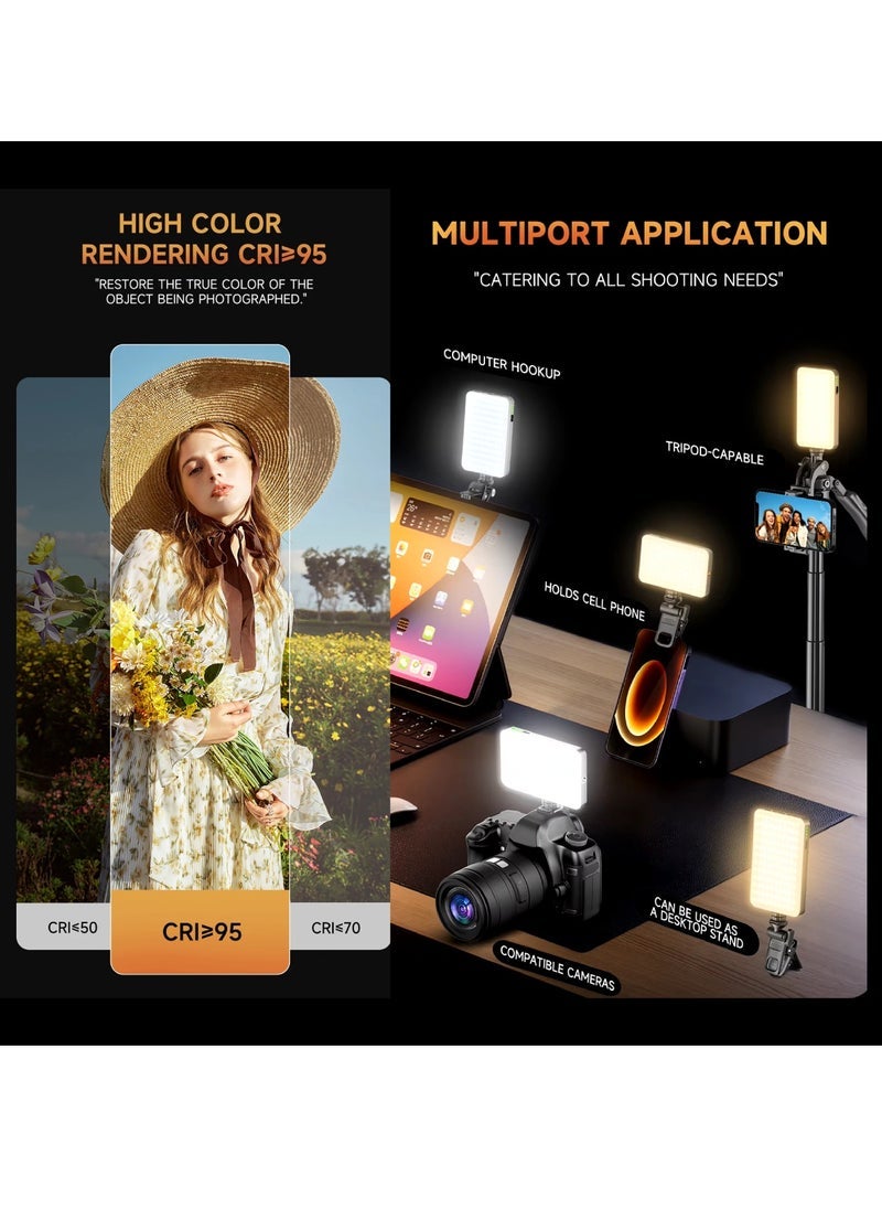D10 120 LED Video Light LED Camera Light 360° Portable Photography Lighting Type-C 3000mAh Rechargeable Battery CRI 95+ 2500k-9000K On Camera Light Fill Light Continuous Working Time 90+ Minutes