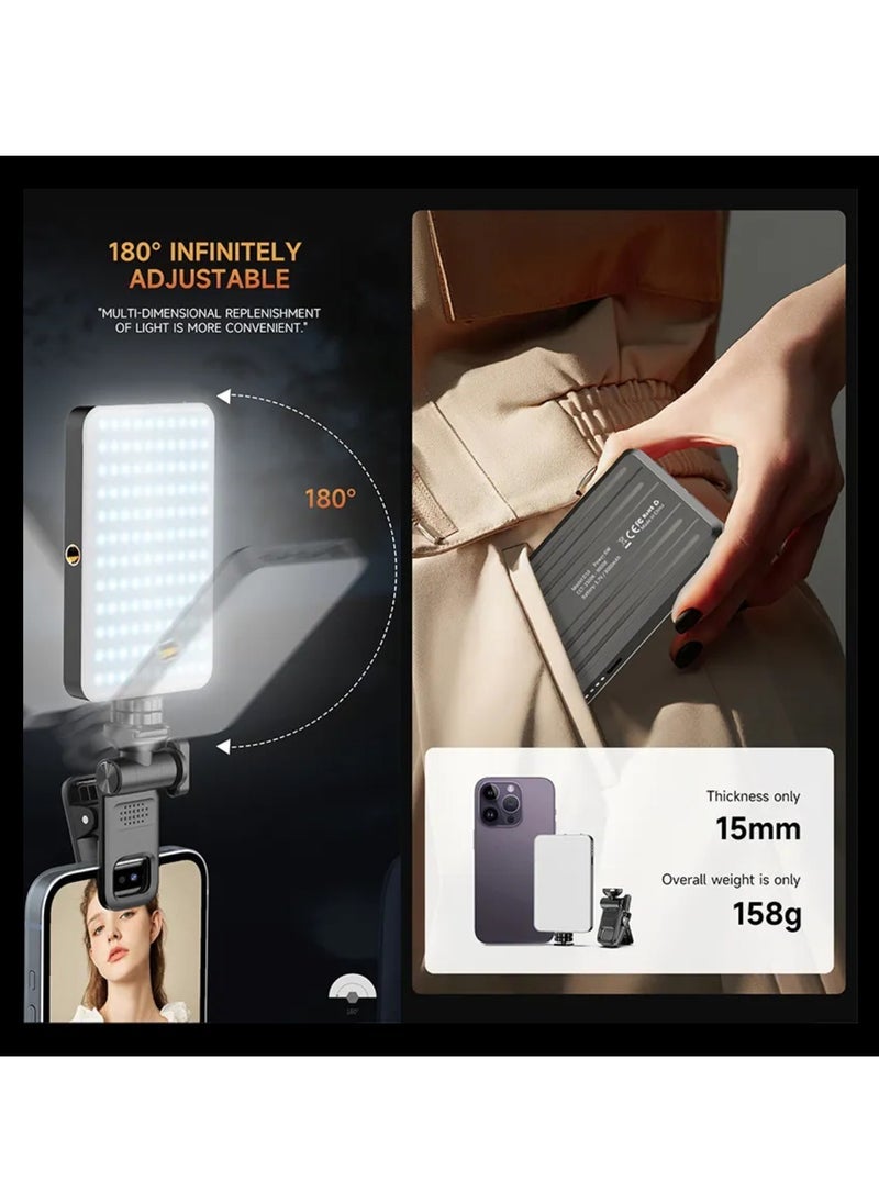 D10 120 LED Video Light LED Camera Light 360° Portable Photography Lighting Type-C 3000mAh Rechargeable Battery CRI 95+ 2500k-9000K On Camera Light Fill Light Continuous Working Time 90+ Minutes