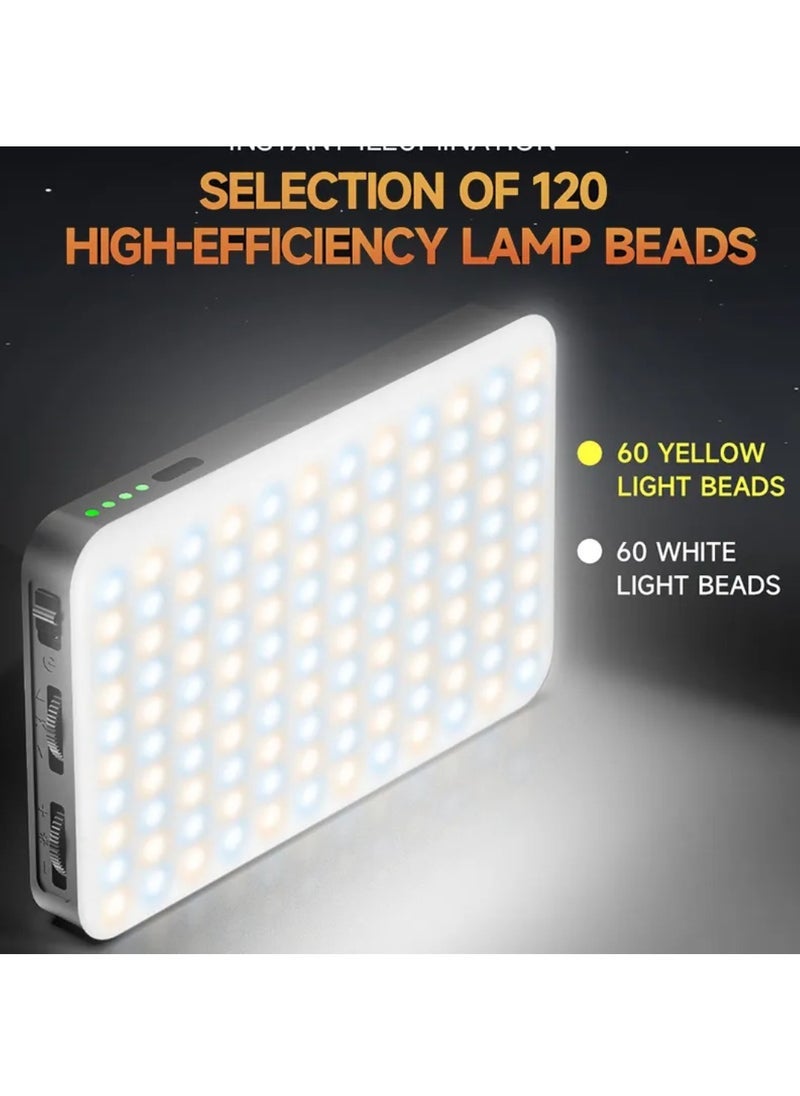 D10 120 LED Video Light LED Camera Light 360° Portable Photography Lighting Type-C 3000mAh Rechargeable Battery CRI 95+ 2500k-9000K On Camera Light Fill Light Continuous Working Time 90+ Minutes