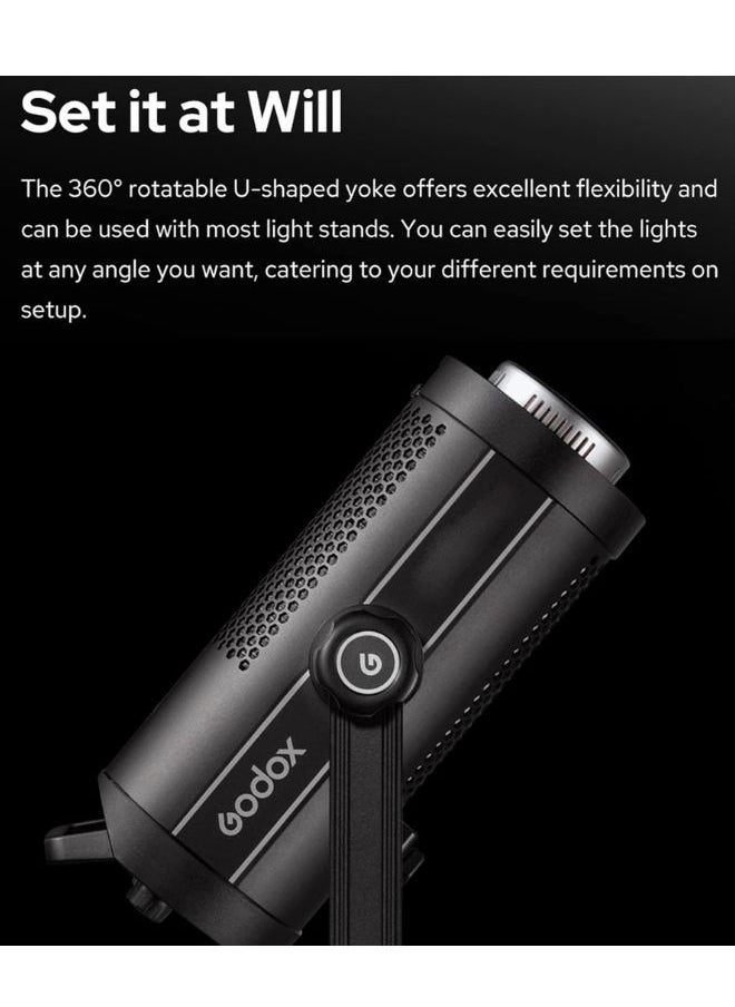 Godox SL200III Studio LED Video Light 215W – 5600K Dimmable, 8 FX Lighting Effects, CRI 96, TLCI 97, Bowens Mount, APP Remote Control for Photography & Live Streaming