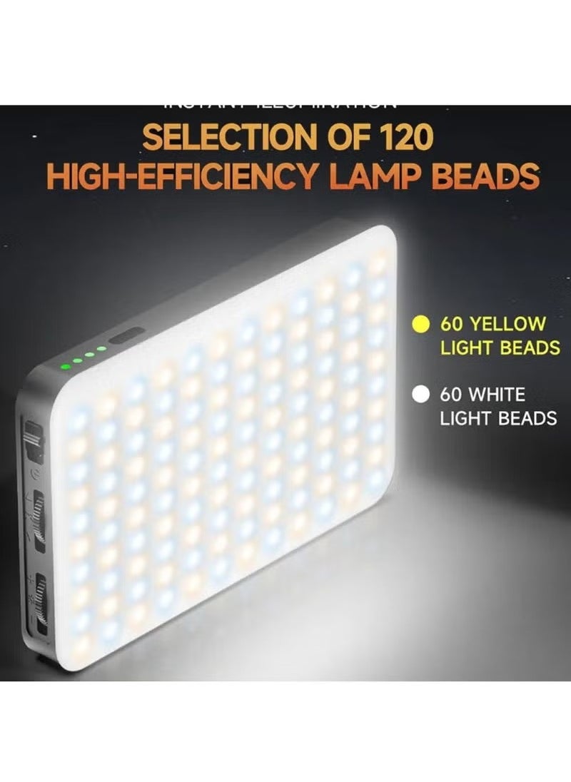 D10 120 LED Video Light Camera Light – 360° Adjustable, Portable Photography Lighting with Type-C Charging, 3000mAh Rechargeable Battery, CRI 95+, 2500K-9000K Adjustable Color Temperature, 90+ Minutes Continuous Working Time, On-Camera Fill Light
