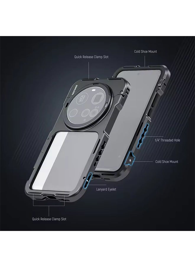NEEWER 15 Ultra Cage, Quick Release Video Rig Case Phone Stabilizer Holder For Xiaomi 15 Ultra with 67mm Filter Adapter