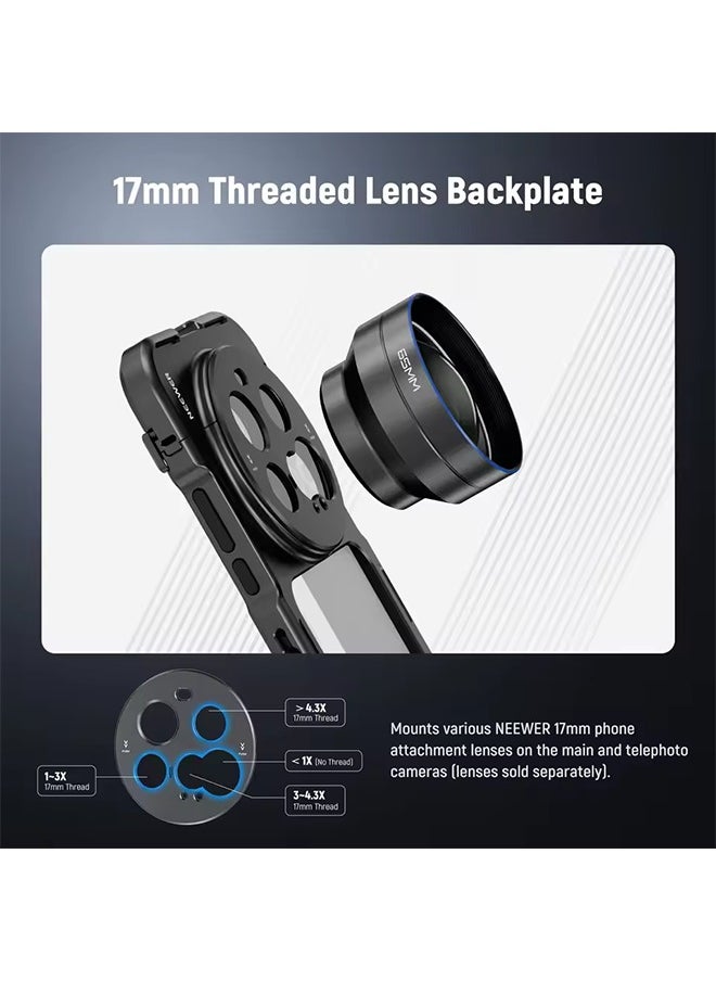 NEEWER 15 Ultra Cage, Quick Release Video Rig Case Phone Stabilizer Holder For Xiaomi 15 Ultra with 67mm Filter Adapter