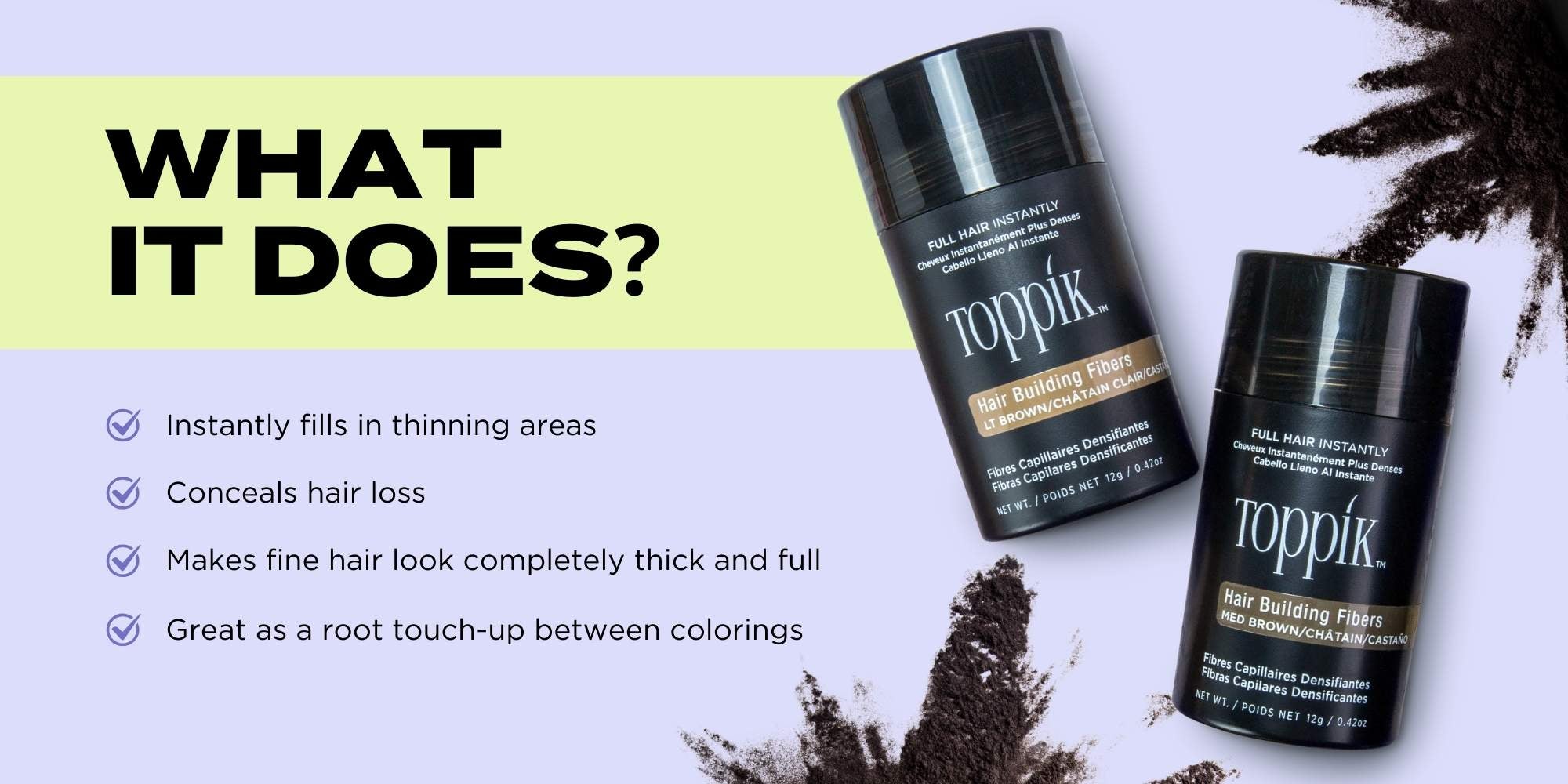 Hair Building Fibers Instant Hair Concealer for Thinning Hair, Hair Fiber for Men & Women, Texture Powder with Natural Keratin, Long-Lasting Hair Color - Black 12grams