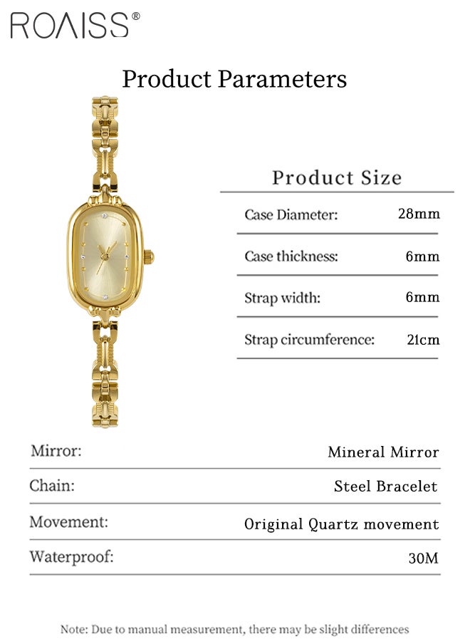 Women's Retro Oval Small Gold Watch, Analog Display Round Sunray Brushed Dial, Light Luxury Fashion Waterproof Bracelet Quartz Wristwatch, as Gift for Ladies