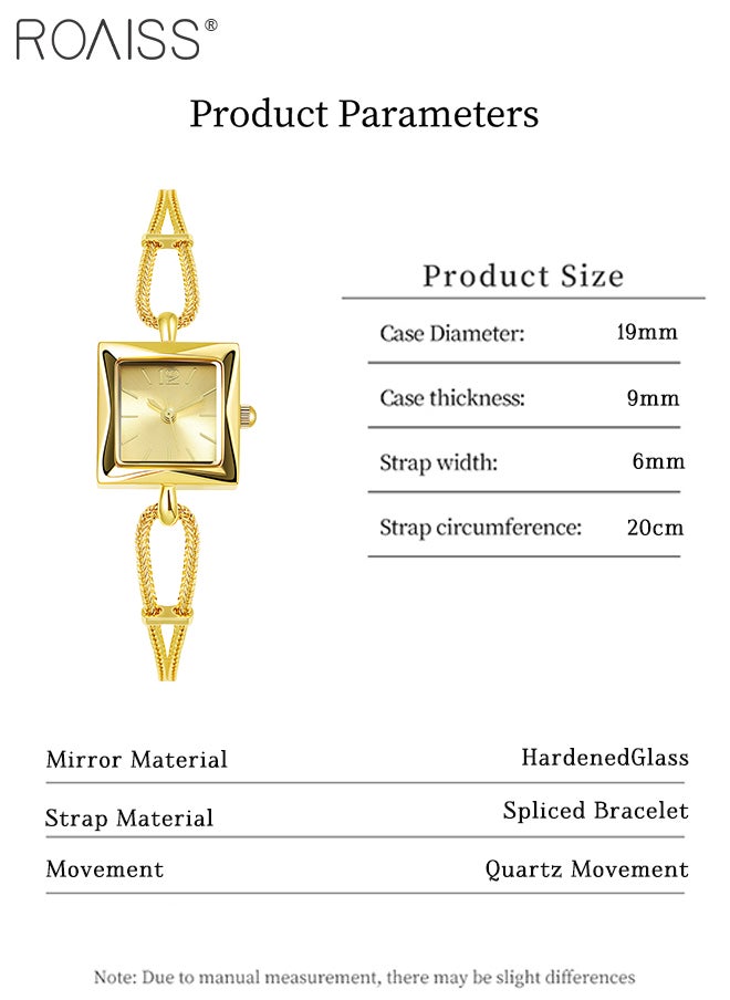Women's Retro Quartz Gold Watch, Analog Display Square Dial with Chain Strap, Luxury Elegant Waterproof Wristwatch as Gift for Ladies