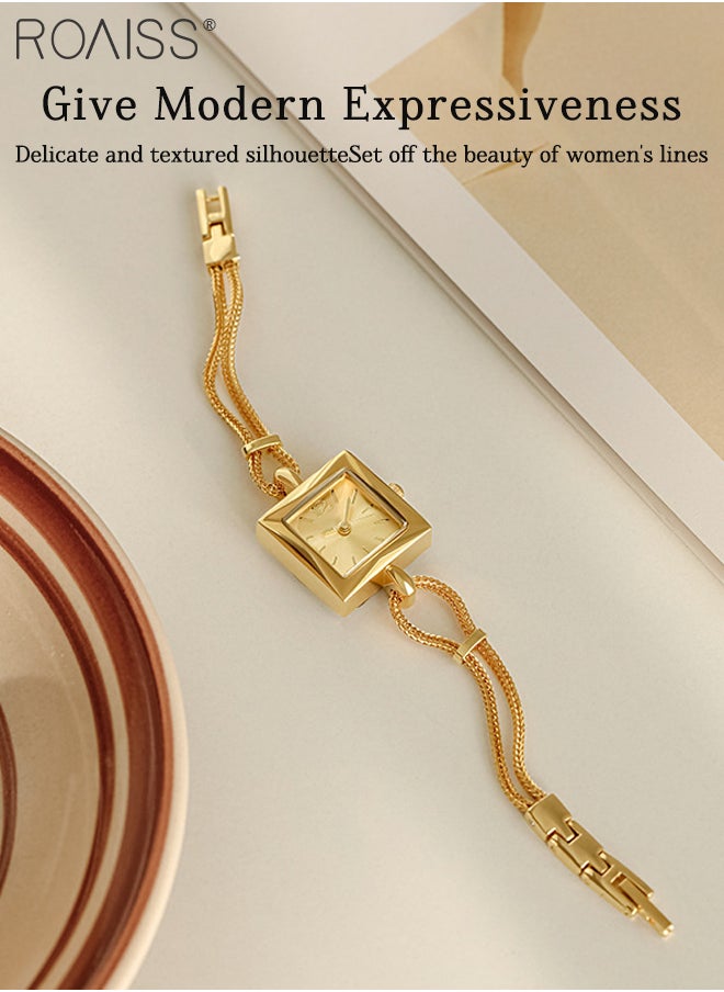 Women's Retro Quartz Gold Watch, Analog Display Square Dial with Chain Strap, Luxury Elegant Waterproof Wristwatch as Gift for Ladies