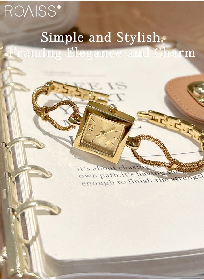 Women's Retro Quartz Gold Watch, Analog Display Square Dial with Chain Strap, Luxury Elegant Waterproof Wristwatch as Gift for Ladies