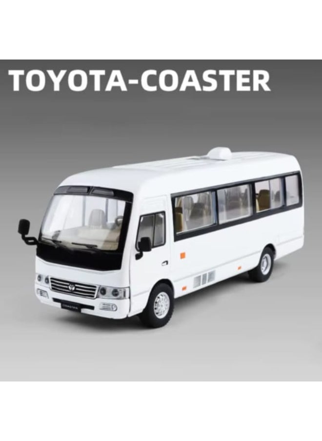 Toyota Coaster Toy Bus – Diecast Metal Model Vehicle for Kids and Collectors – 1 PC Miniature Van Toy (Color As Per Stock)