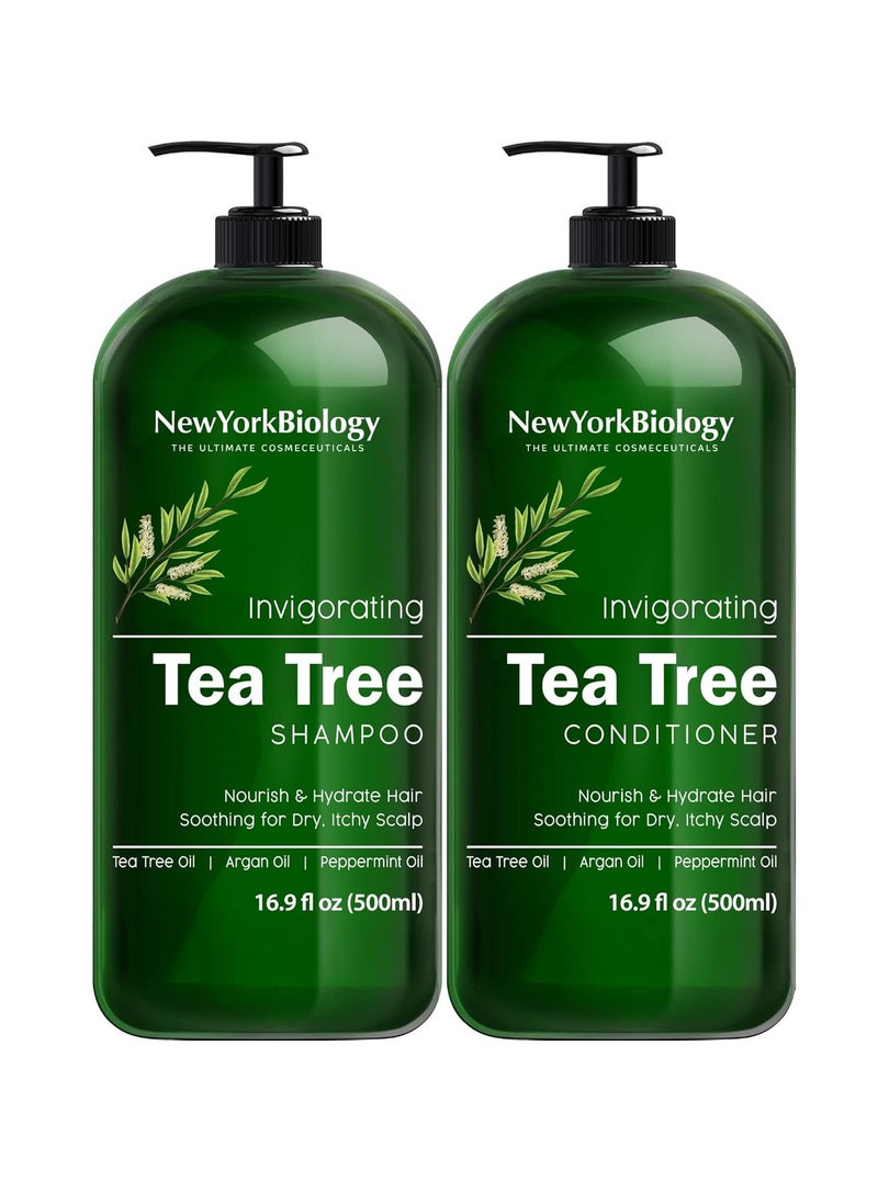 Tea Tree Shampoo and Conditioner Set Deep Cleansing for Relief of Dandruff Dry and Itchy Scalp Therapeutic Grade Helps Promote Hair Growth 500ml