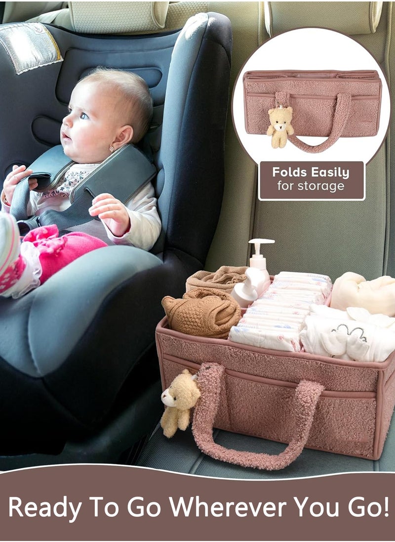 Baby Diaper Caddy Organizer for Changing Table, Baby Storage Basket for Diapers and Baby Wipes, Gift for Baby Shower, Car Caddy Organizer, Nursery Diaper Organizer, Portable Diaper Storage