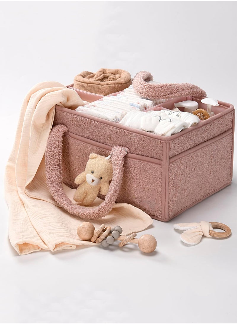 Baby Diaper Caddy Organizer for Changing Table, Baby Storage Basket for Diapers and Baby Wipes, Gift for Baby Shower, Car Caddy Organizer, Nursery Diaper Organizer, Portable Diaper Storage