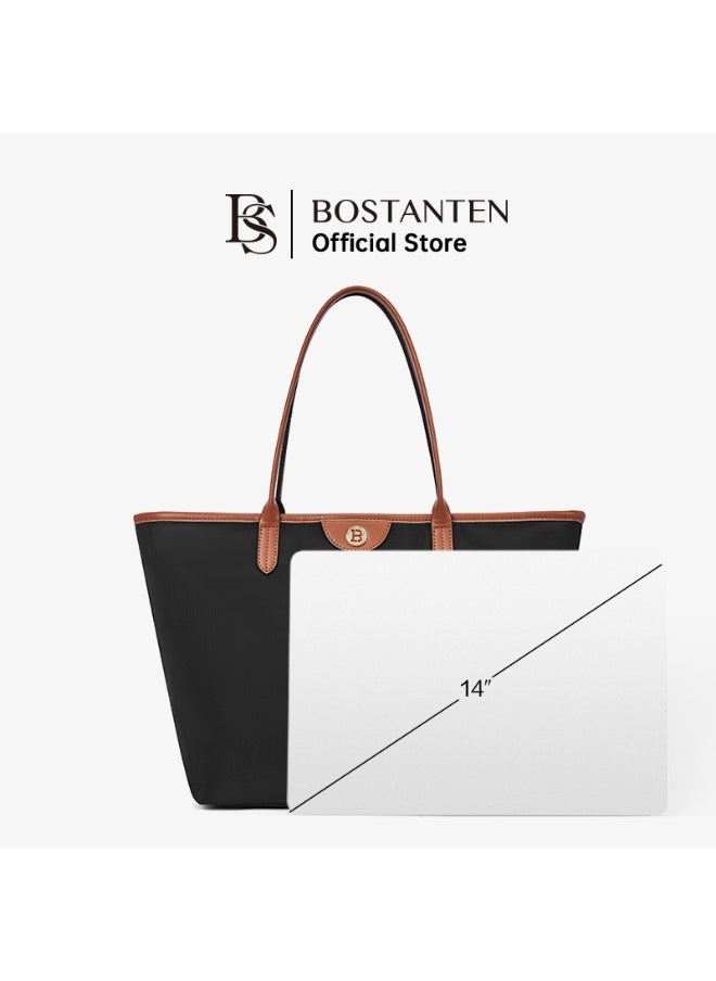 BOSTANTEN Ladies Shoulder Bag & Underarm Tote – Off White with Brown | Elegant Everyday Handbag for Women