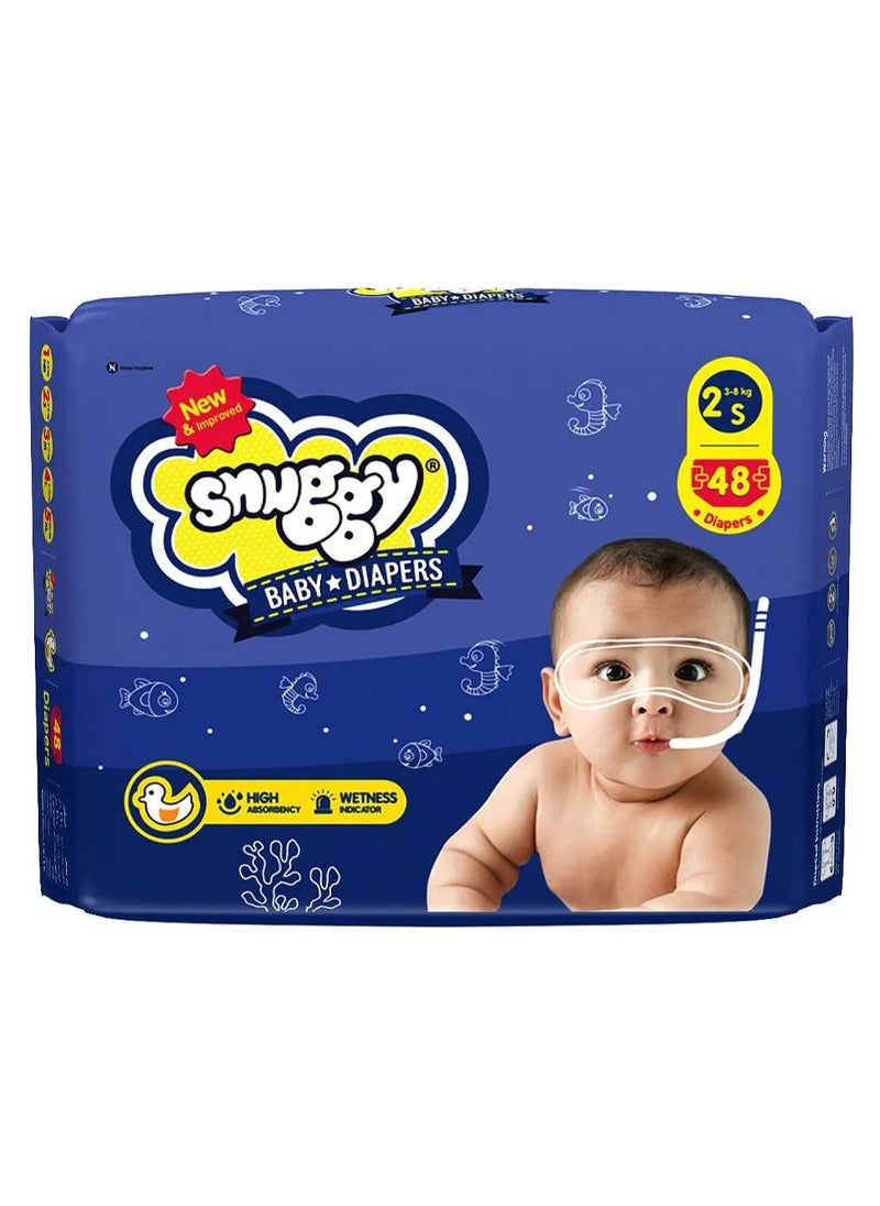 Snuggy High Absorbency Wetness Indicator Baby Diaper Size 2 - 48 Pieces