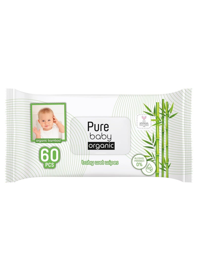 Pure Baby Baby Wipes Alcohol and Paraben Free 60 wipes, Pack of 2