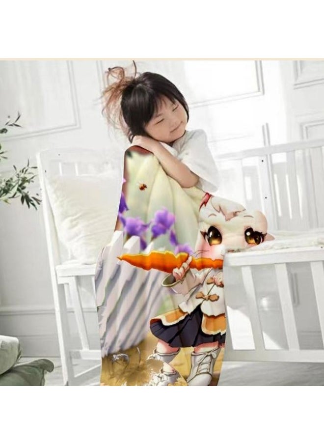 Children's or student cartoon flannel thin blanket (warm and comfortable, suitable for sleep, games) 100cm*150cm - 110