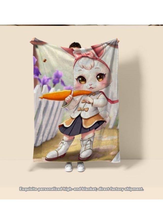 Children's or student cartoon flannel thin blanket (warm and comfortable, suitable for sleep, games) 100cm*150cm - 110