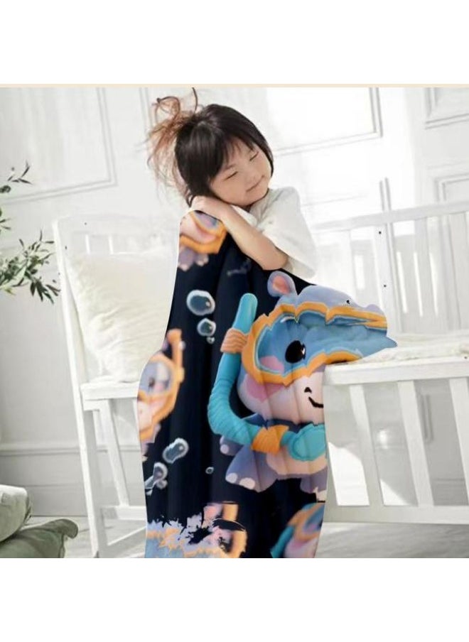 Children's or student cartoon flannel thin blanket (warm and comfortable, suitable for sleep, games) 100cm*150cm - 763