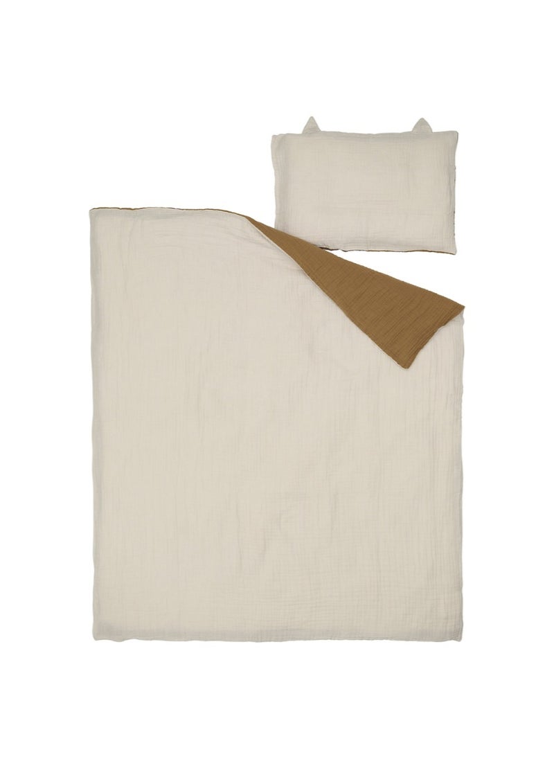 3-Piece Bedlinen Set for Cot, Brown/Beige