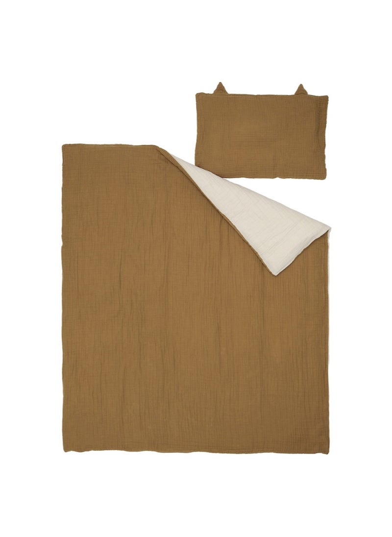 3-Piece Bedlinen Set for Cot, Brown/Beige