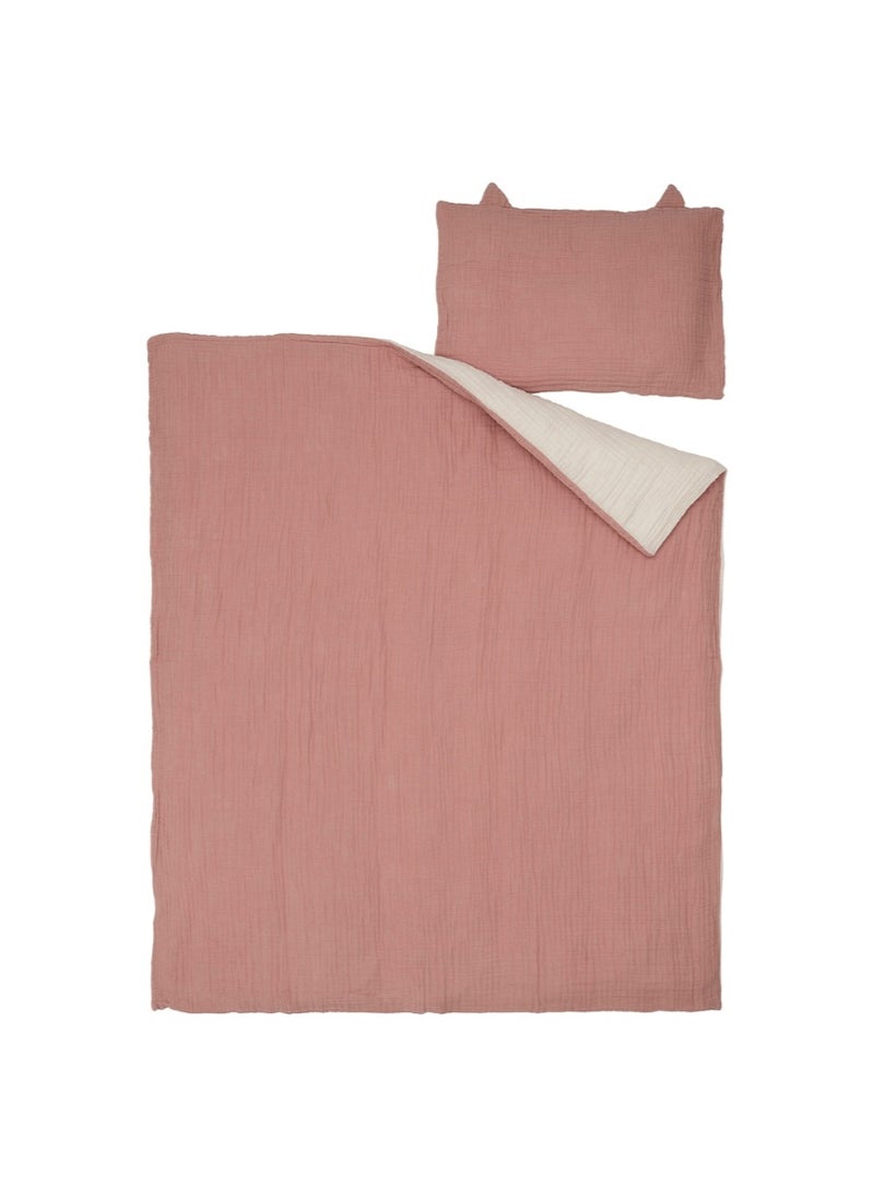 3-Piece Bedlinen Set for Cot, Pale Pink/Beige